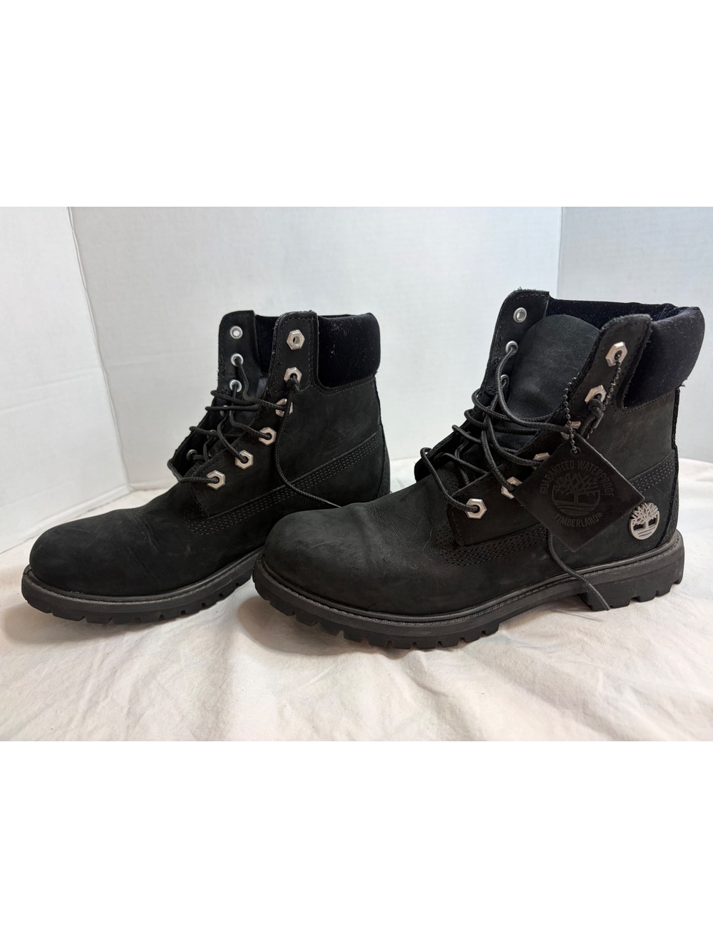 Timberland Women’s 6-Inch Premium Waterproof Black Leather Boots Size 8.5